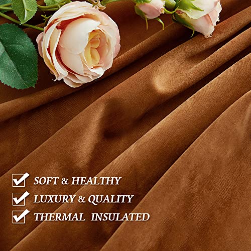 Burnt Orange Fall Velvet Curtains for Living Room 90 inches Long (Golden Oak / 52"W x 90"L (Pack of 2))