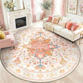 Washable Area Rug (Pink/Light Pink/Colorful / 8' (Round))