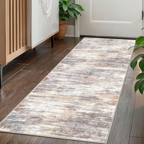 Kitchen Runner Rug for Hallway Non (Multi Grey/Orange / 2' x 5' (Runner))
