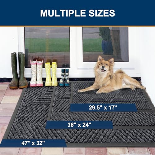 Front Door Mat Outside Entrance (Silver Grey / 29.5" X 17")