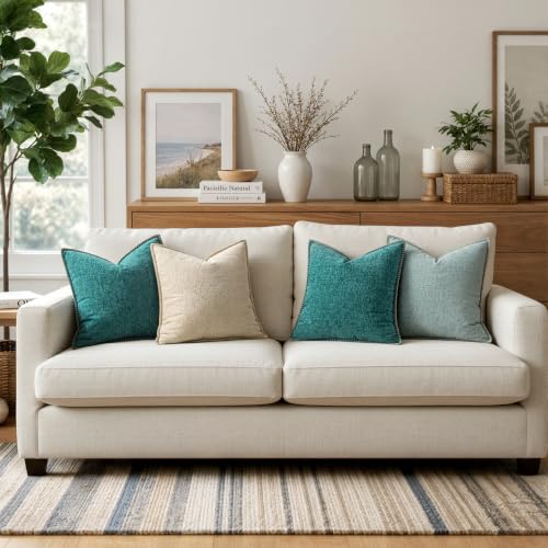 Decorative Couch Throw Pillow Covers 18x18 Inch Teal 2 Pack (Teal / 18" x 18" (Pack of 2))