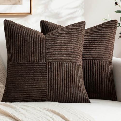 Dark Brown Decorative Throw Pillow Covers for Couch 18x18 Inch (Dark Brown / 18" x 18" (Pack of 2))