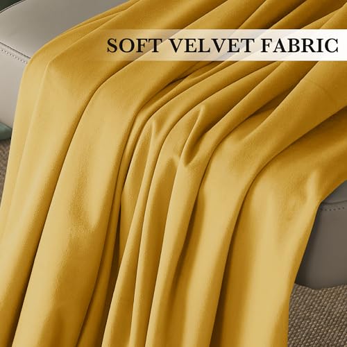 Mustard Yellow Velvet Curtains 84 inches for Bedroom Living Room (Mustard / 52"W x 84"L (Pack of 2))