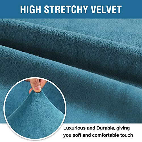Stretch Velvet Sofa Covers Large Couch Covers Sofa Slipcovers Furniture Protector Soft with Non Slip Elastic Bottom (Peacock Blue / XL Sofa)
