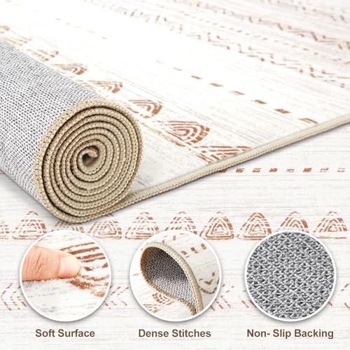 Runner Rug Kitchen Washable Rugs (Beige Brown / 3' X 8' (Runner))