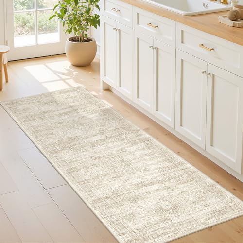 2x6 Runner Rug Non Slip (Beige/Ivory / 2' x 6' (Runner))