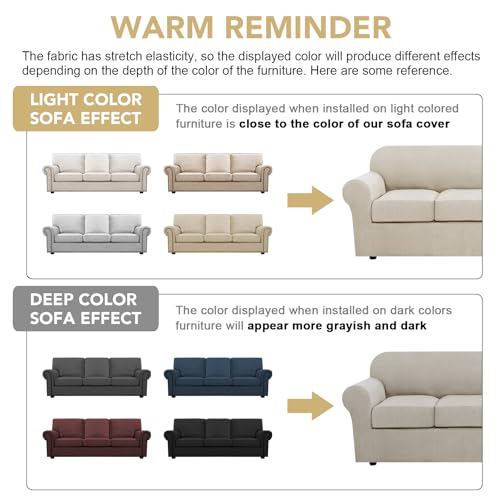4 Piece Stretch Sofa Covers for 3 Cushion Couch Covers for Living Room Furniture Slipcovers (X-Large / Island Fossi)
