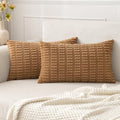 Lumbar Corduroy Decorative Throw Pillow Covers 12x20 Brown Pack of 2 (Brown / 20" x 12" (Pack of 2))