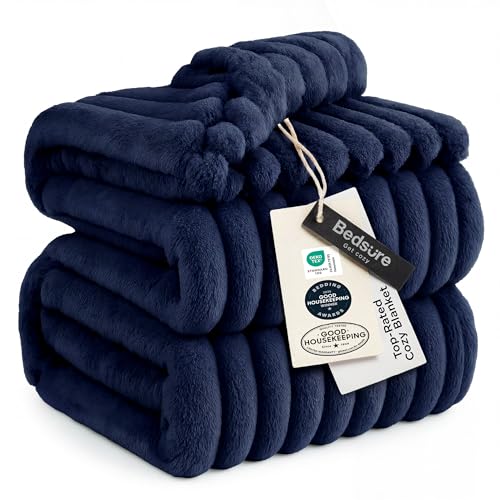 Soft Cal King Size Blanket for Bed Navy Blue 102"x96" (Navy / California King)