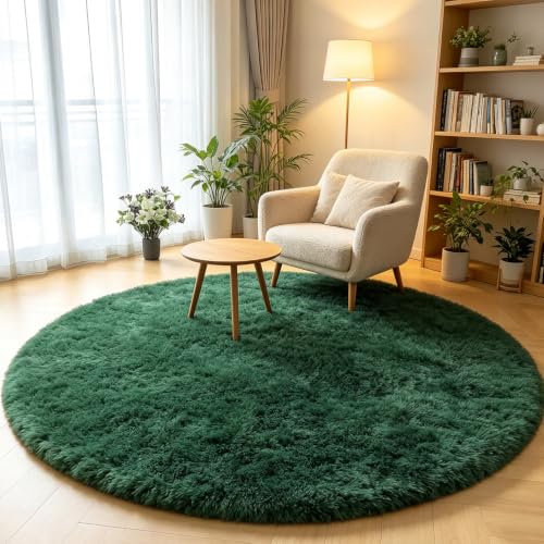 Dark Green Round Area Rugs 5ft (Dark Green / 5' (Round))