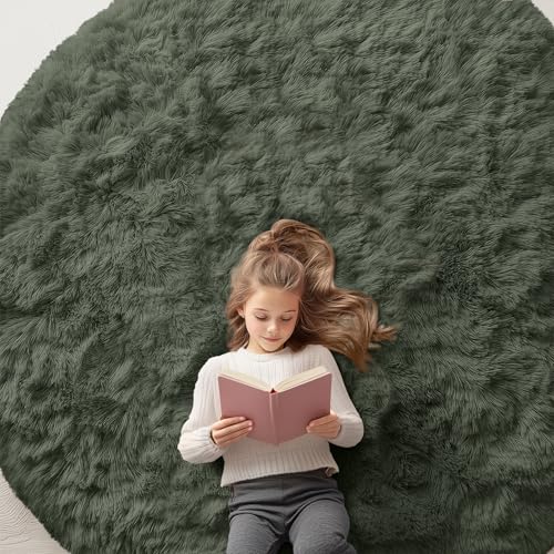 Olive Green Round Rugs for Bedroom (7 Ft Round / Olive Green)