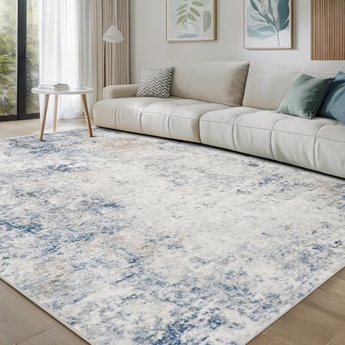8x10 Washable Area Rugs for Living Room (8' x 10' (Rectangular) / Royal Blue-brown-beige)