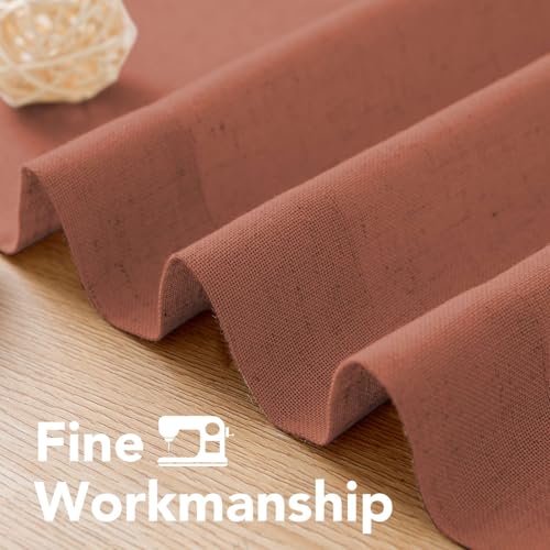 Living Room Linen Curtains Semi Sheer Curtains Nickel Grommet Curtain Energy Saving Light Filtering Window Treatments Panels for Bedroom (52"W x 108"L (Pack of 2) / Rust)