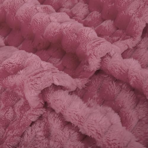 Dusty Pink Throw Blanket 90"×90" Gifts for Mom Fuzzy 3D Jacquard Decorative (Dusty Pink / 90"×90”)
