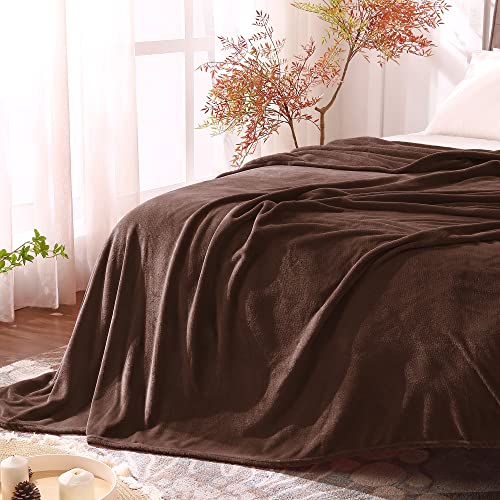 Fleece Blanket Soft Plush Twin Size Blanket Brown 60"x80" (Brown / Twin(60"x80"))