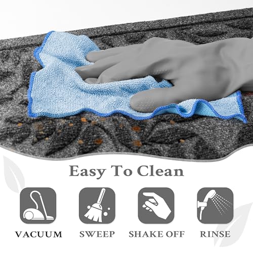 Grey Leaves Outdoor Indoor Entrance Door mat (Leaves-grey / 2'8" x 3'11" (Rectangular))