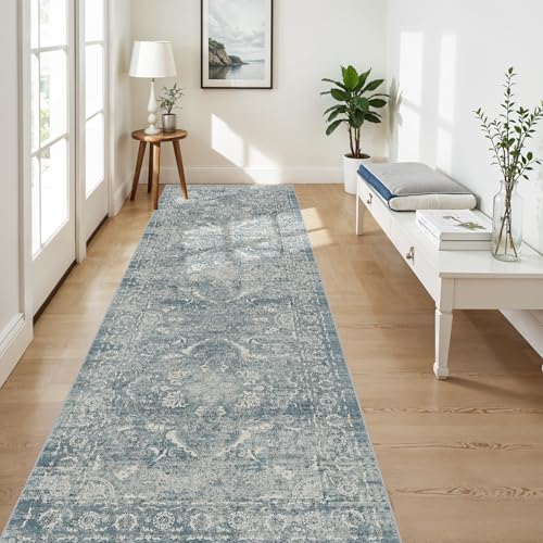 4x10 Washable Hallway Runner Rug (Blue / 4x10)