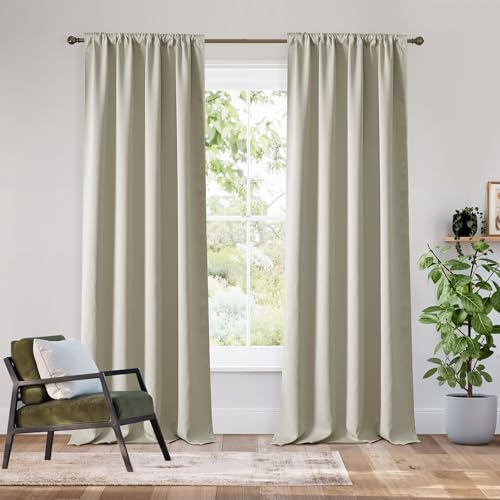 Bedroom Blackout Curtains 84 inches Long (100% Blackout - Natural / 42"W x 84"L (Pack of 2))