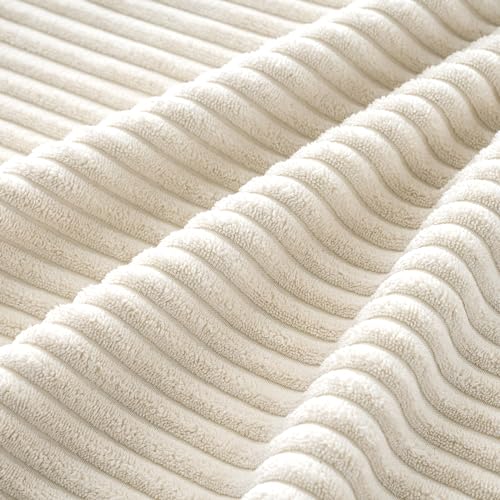 Soft Corduroy Decorative Throw Pillow Covers Cream White 18x18 (18" x 18" (Pack of 4) / Cream White)
