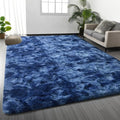 Shag Area Rug (Tie-dyed Navy Blue / 4' x 6' (Rectangular))