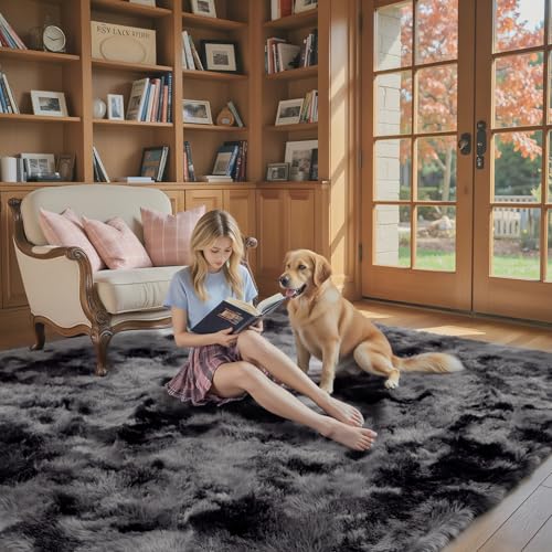 4x6 Area Rugs for Bedroom (Dark Grey Tie-dyed / 4' x 6' (Rectangular))