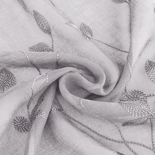 Light Grey Sheer Curtains Vine Embroidered (52"W x 84"L (Pack of 2) / Vine Light Grey)