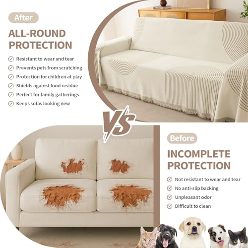 Couch Cover for Sofa (Arc Cream / 91*150 inch)