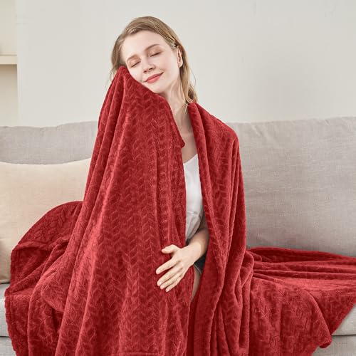 Ruby Red Fleece Throw Blanket for Couch (Ruby Red / Throw/Travel-50x60 IN)
