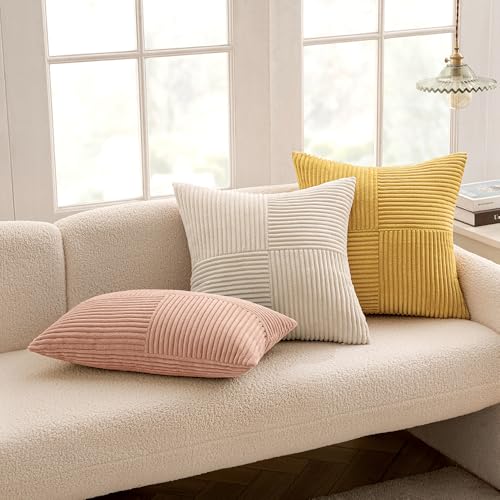 Golden Mustard Decorative Throw Pillow Covers for Couch 20x20 Inch (20" x 20" (Pack of 2) / Golden Mustard)