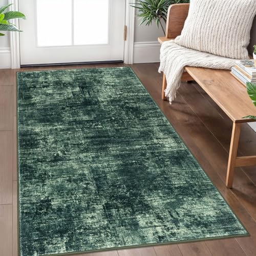 Abstract Area Rug 3x5 Ft Washable Rugs for Entryway Indoor (Dark Green / 3' x 5' (Rectangular))