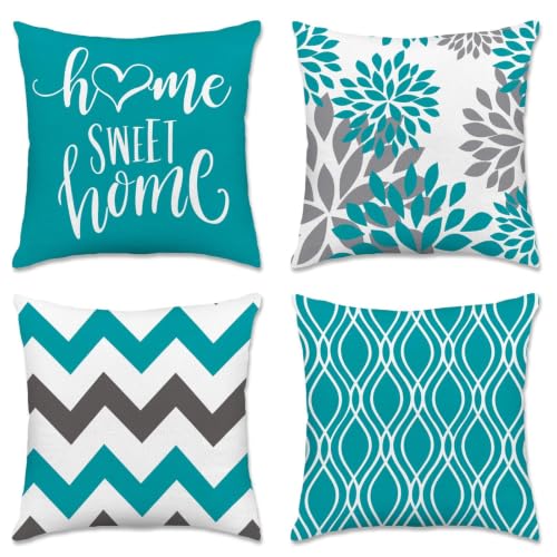 Throw Pillow Covers 18x18 (Teal / 18" x 18" (Pack of 4))