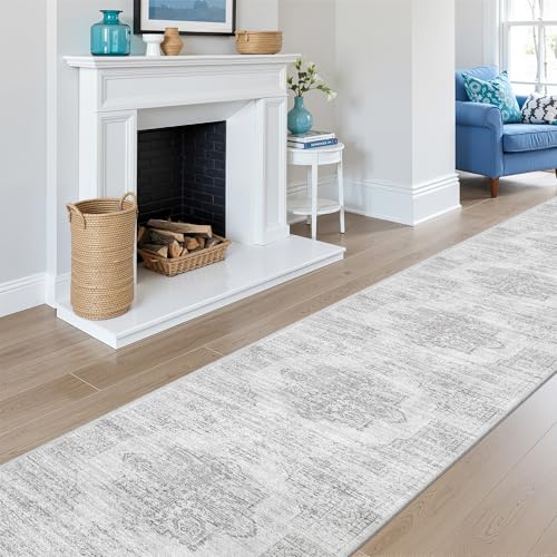 2x12 Runner Rug Non Slip (Light Grey/White / 2' x 12' (Runner))