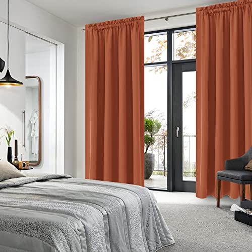 Blackout Curtains for Bedroom Living Room 52 x 84 Inch Long 2 Panels (Burnt Ochre / 52"W x 84"L (Pack of 2))