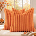 Fall Faux Fur Throw Pillow Covers 20x20 Set of 2 Pumpkin Orange (Pumpkin Orange / 20" x 20" (Pack of 2))