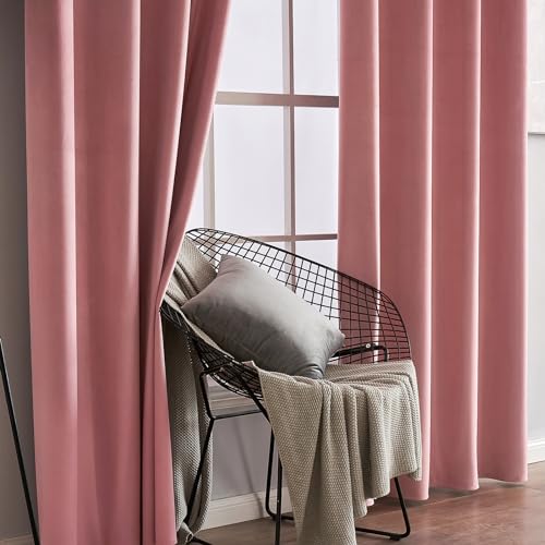 Velvet Curtains Blush Pink 52 x 96 Inch Length Set of 2 (Blush Pink / 52"W x 96"L (Pack of 2))