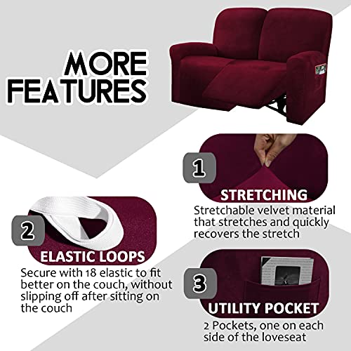 Reclining Love Seat Slipcover (Burgundy - Wine)