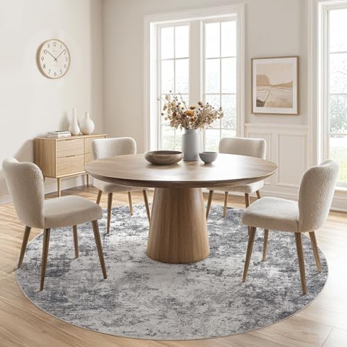 6ft Round Area Rug Living Room Rugs (Grey / 6' (Round))