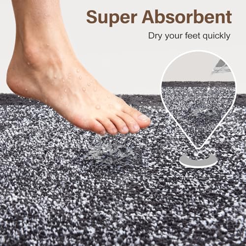 48x32 Bathroom Rugs Non Slip Washable (Dark Grey / 2'8" x 4' (Rectangular))