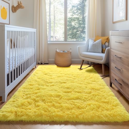 Yellow Area Rugs for Bedroom Living Room (Yellow / 4' x 6' (Rectangular))