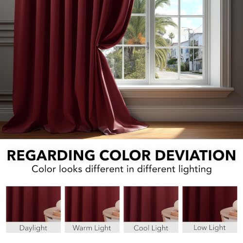 Blackout Curtains for Bedroom 108 Inches Long (Maroon Red / 70"W x 108"L (Pack of 2))