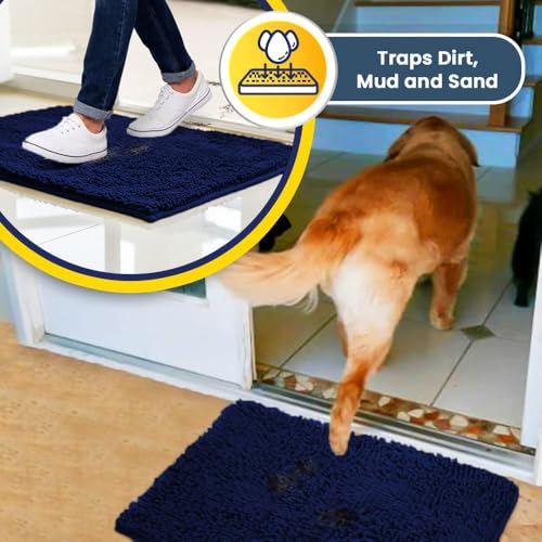 Super Water Absorbent Door Mat Indoor (Navy Blue / 24" x 60")