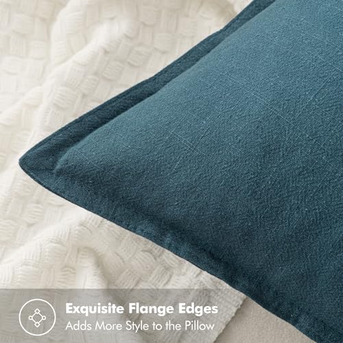 Decorative Linen Euro Sham Pillow Covers 22x22 Inch Blue (Blue / 22" x 22" (Pack of 2))
