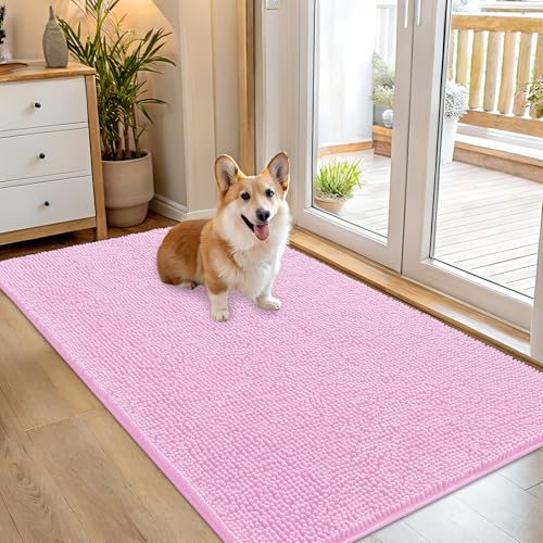 Dog Door Mat for Muddy Paws 54x32 (Pink / 54" X 32")