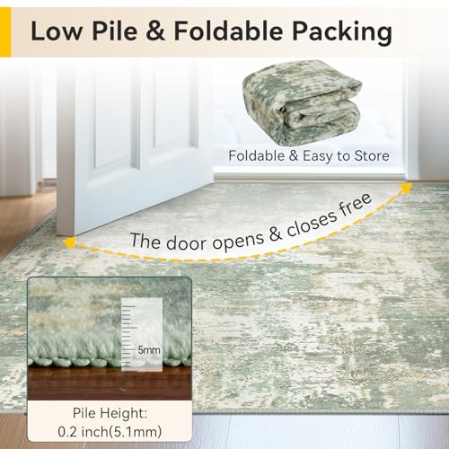 Washable Square 8'x8' Area Rug for Living Room Light Green (Green/Gray/Yellow / 8' x 8' (Square))