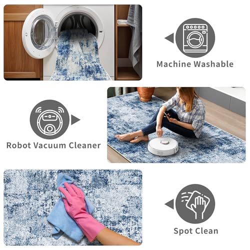3x12 Washable Hallway Runner Rug (Blue / 3' x 12' (Rectangular))