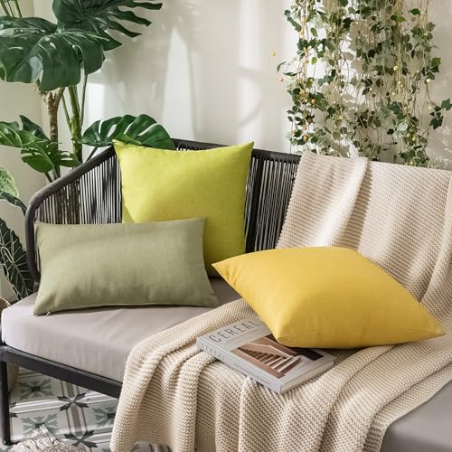 Decorative Outdoor Pillow Covers Lumbar Waterproof 12x20 Light Olive Green (20" x 12" (Pack of 2) / Light Olive Green)