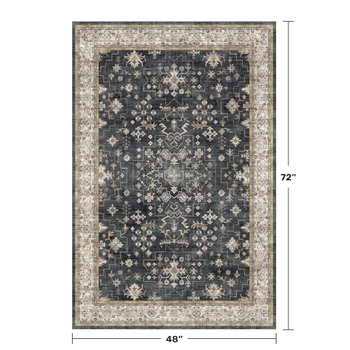 Boho Washable 4x6 Entryway Rug (4' x 6' (Rectangular) / Ashen / Multi)