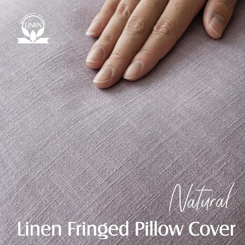 Decorative Linen Fringe Throw Pillow Covers 20×20 Light Purple (20" x 20" (Pack of 2) / Lavender)