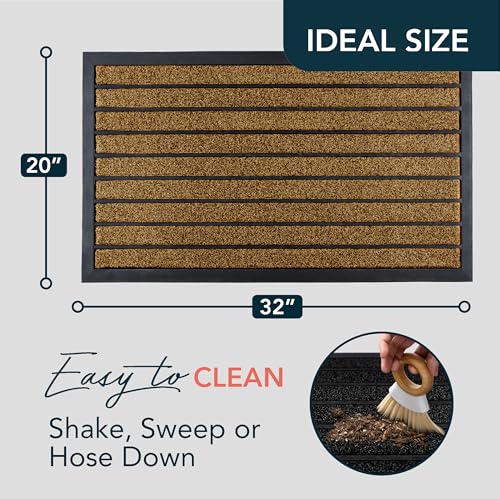 Extra Durable Door Mat Outside Entrance (32'' x 20'' (Rectangular) / Bright Brown)
