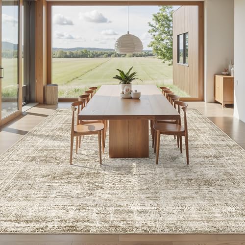 Washable Area Rug 8x10 Large Soft Brown Rugs for Living Room (Brown / 8' x 10' (Rectangular))